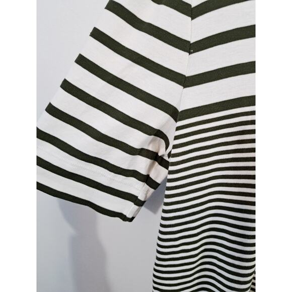 Chico's the Ultimate Tee green white stripes Women's top size L V-neck - Picture 3 of 5